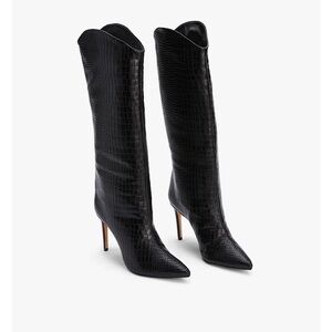 SCHUTZ Maryana Black Textured Heeled Boots-never worn!